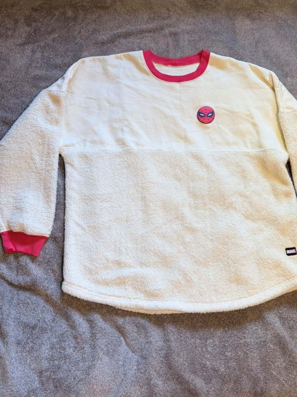 Disney Parks Marvel Spider-Man Spirit Jersey Sherpa Fleece Pullover  Large L